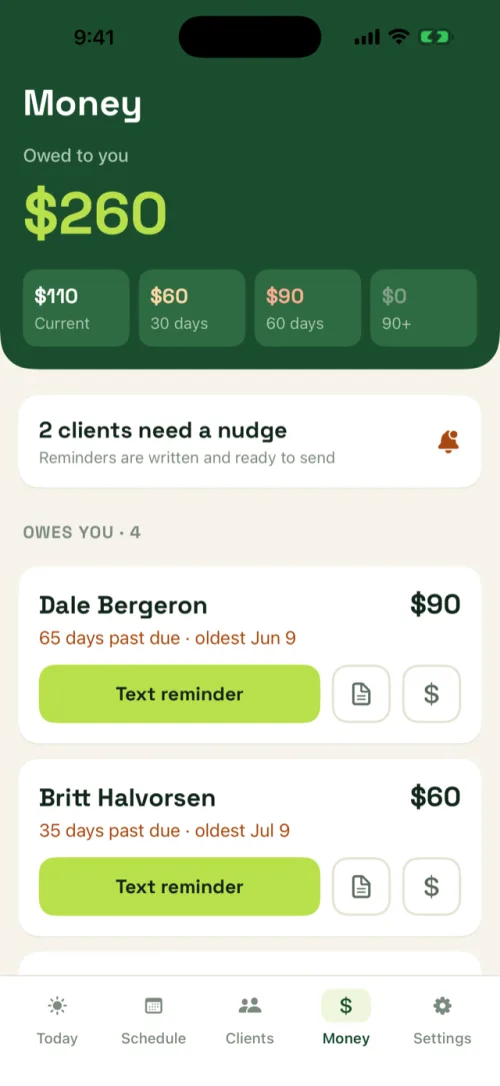 A field-service app's week planner